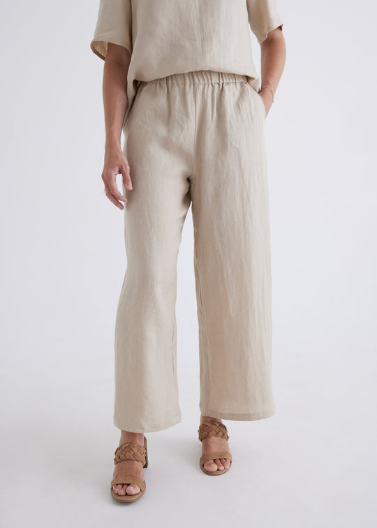 Zara Linen Pants in Oatmeal