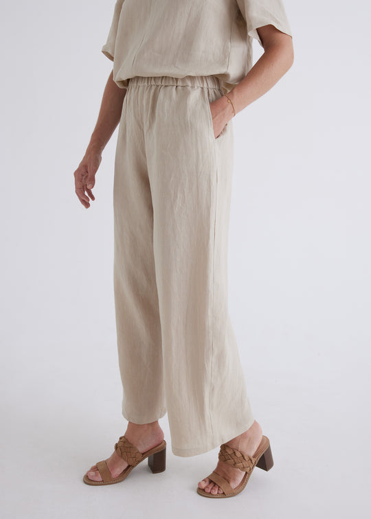Zara Linen Pants in Oatmeal