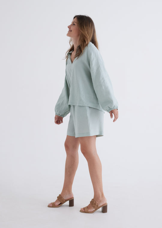 Tanya Linen Top in Sage