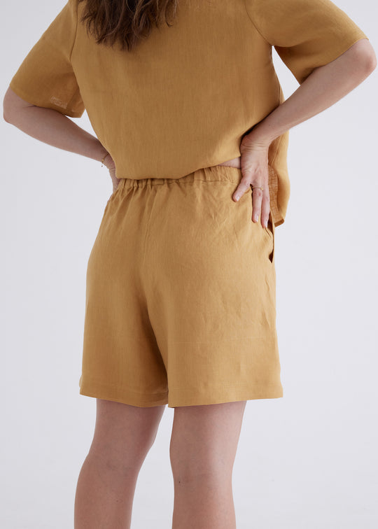 Marley Linen Shorts in Ochre