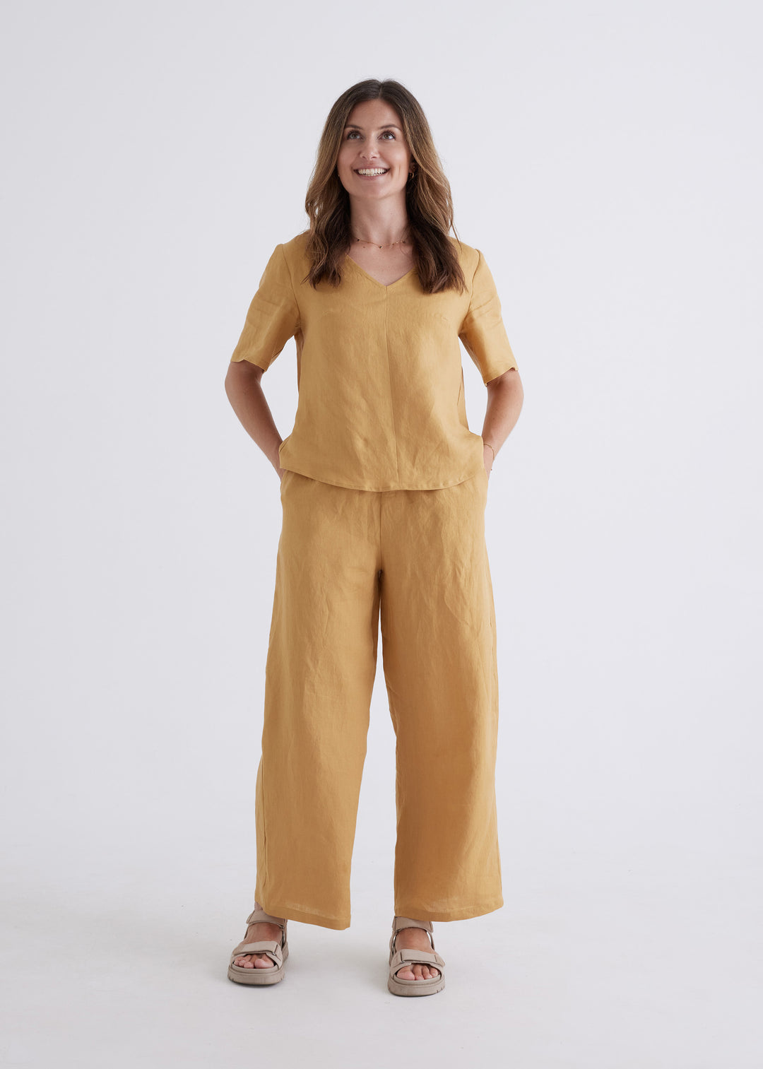 Zara Linen Pants in Ochre