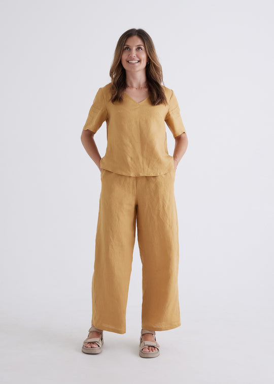 Zara Linen Pants in Ochre