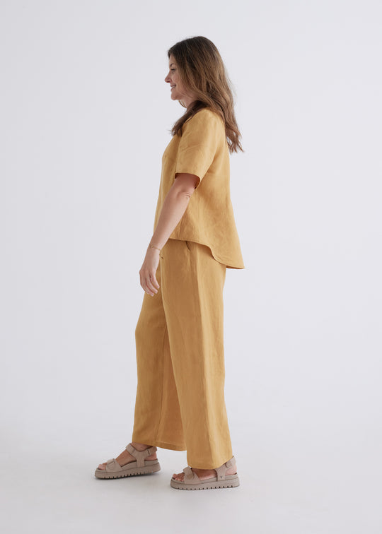 Zara Linen Pants in Ochre