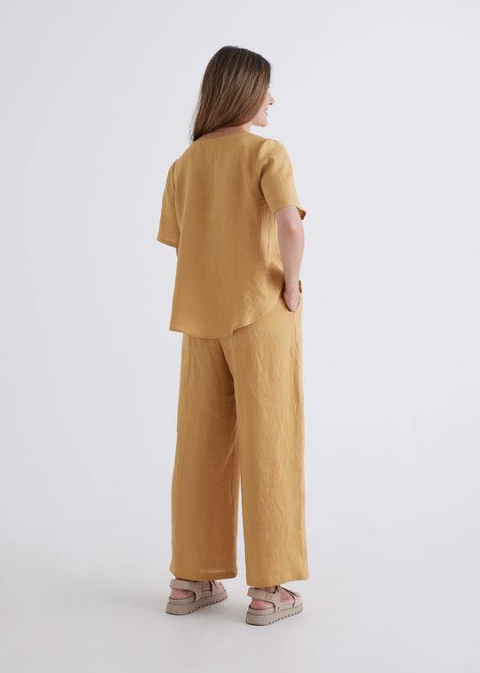 Zara Linen Pants in Ochre