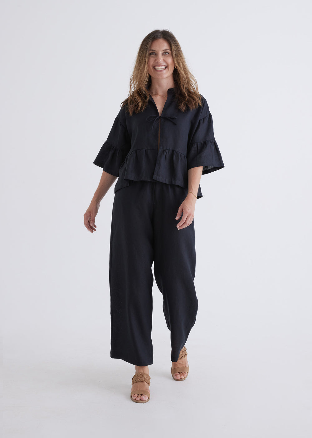 Marnie Linen Top in Black