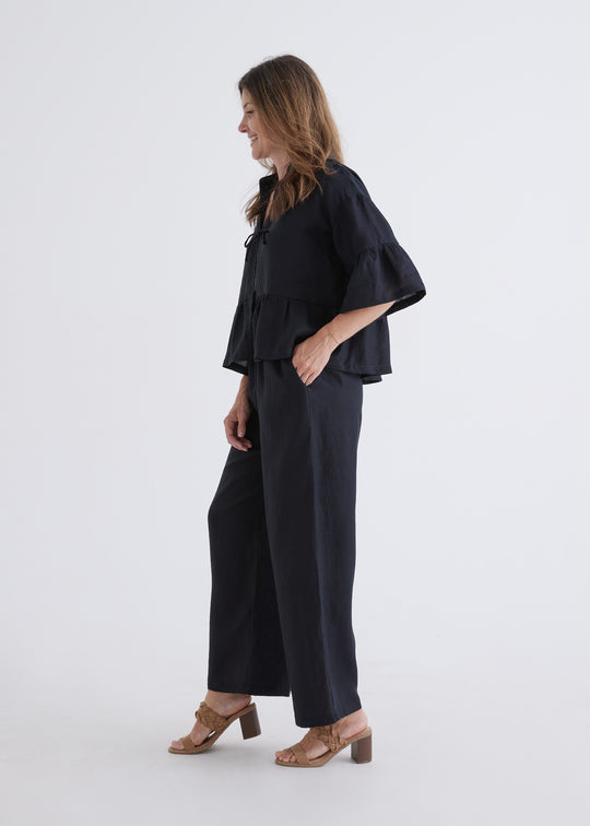 Marnie Linen Top in Black