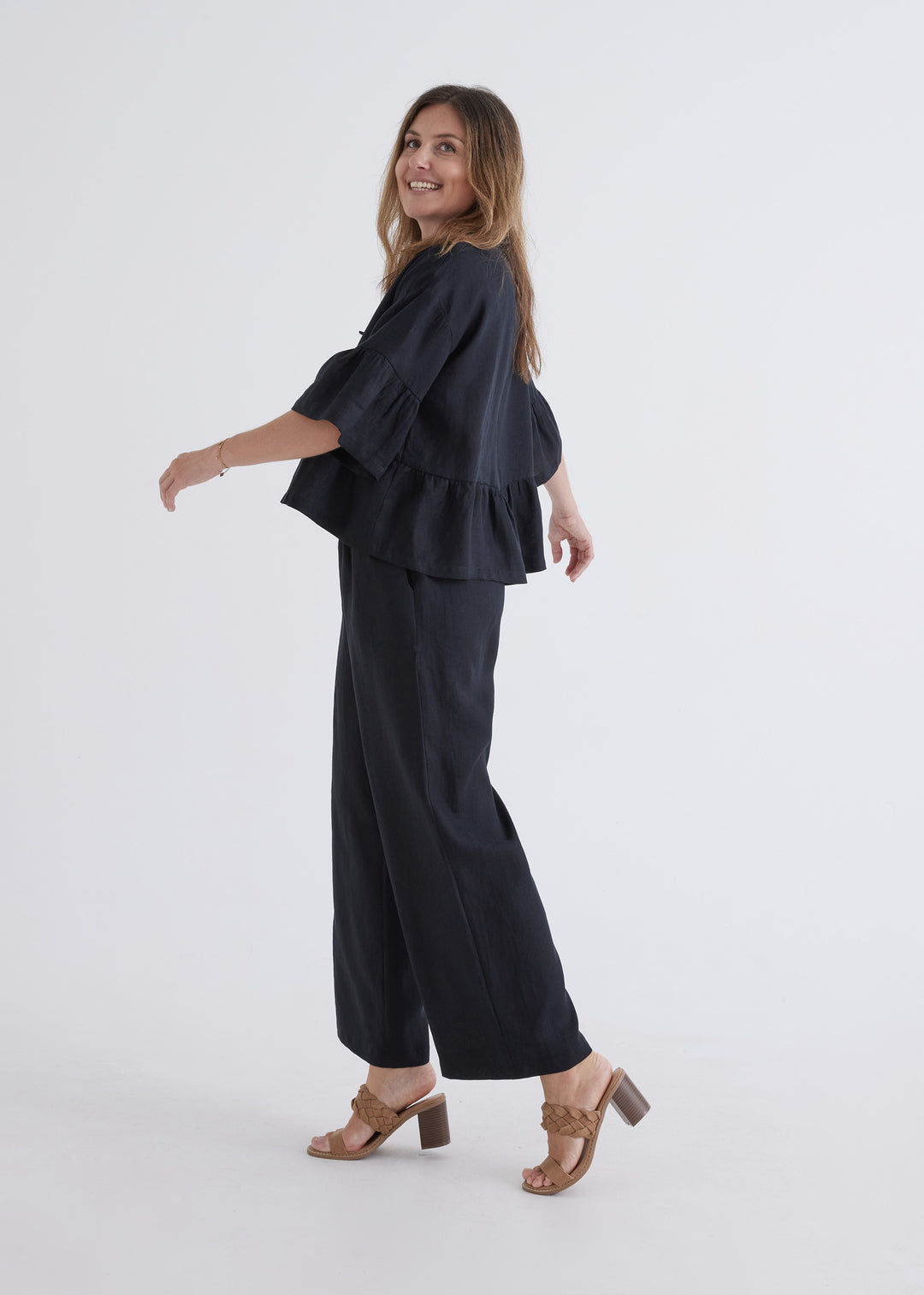 Marnie Linen Top in Black