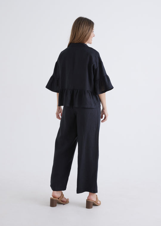 Marnie Linen Top in Black