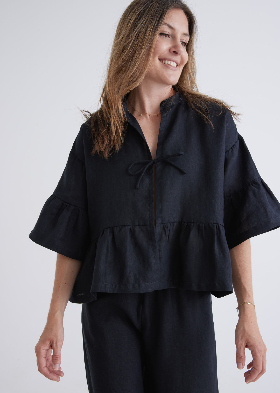 Marnie Linen Top in Black