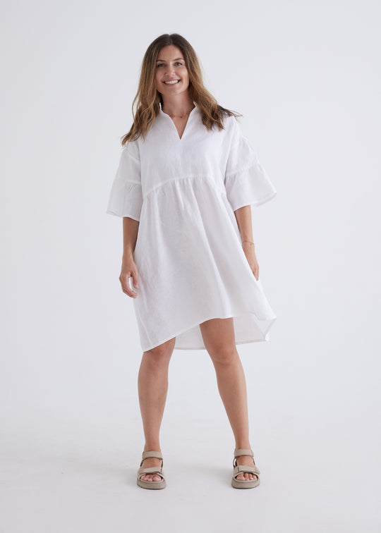 Lisa Linen Dress in White