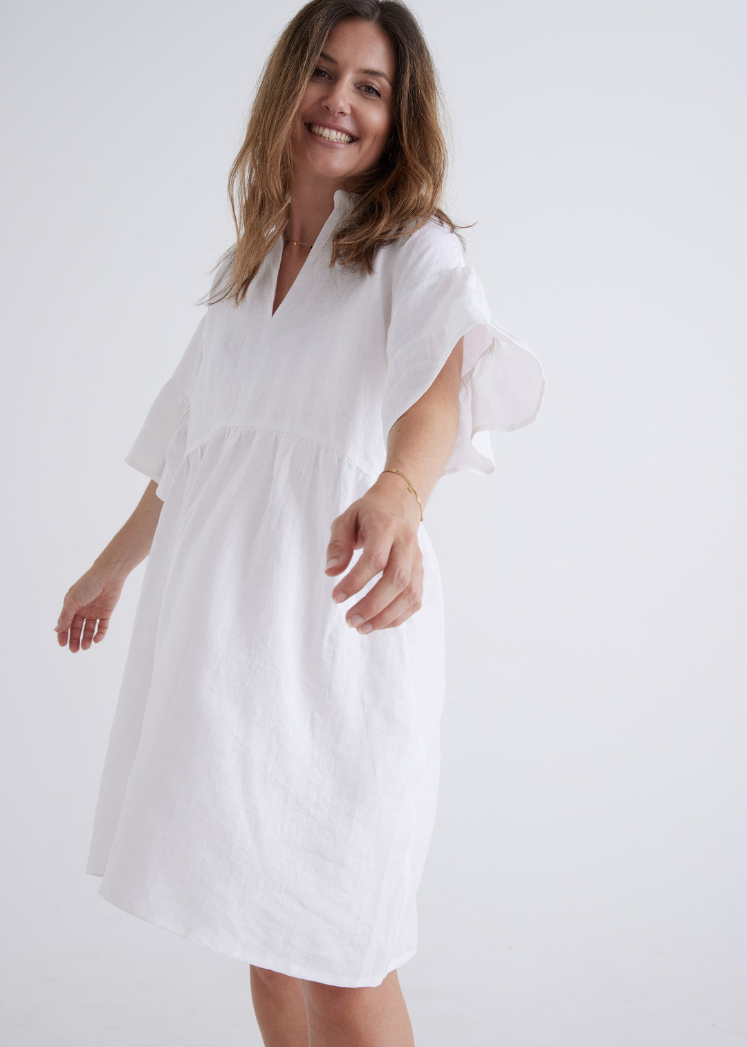Lisa Linen Dress in White