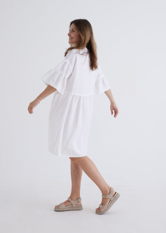 Lisa Linen Dress in White