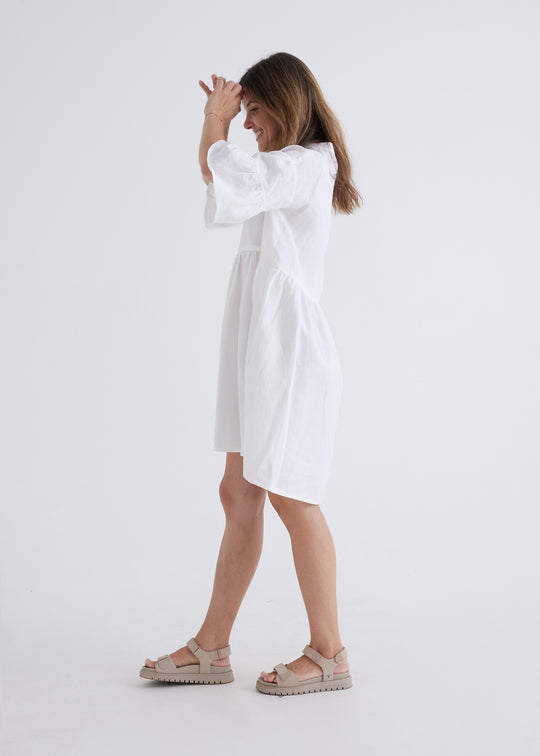 Lisa Linen Dress in White