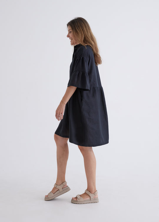 Lisa Linen Dress in Black