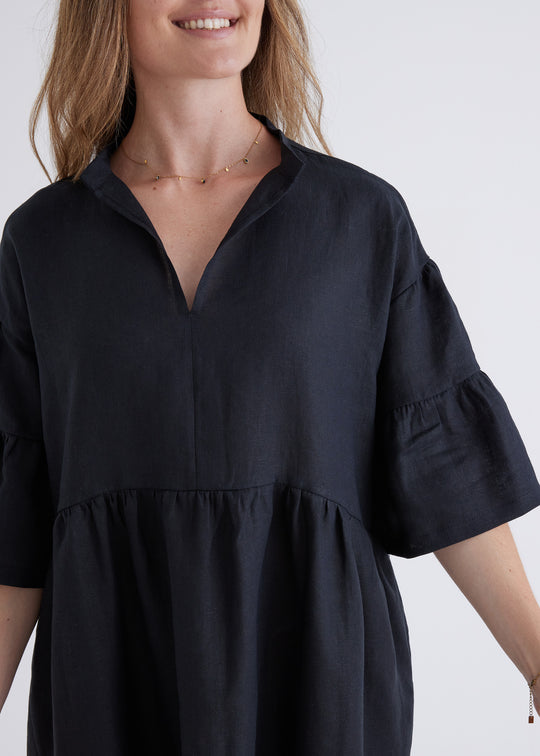 Lisa Linen Dress in Black