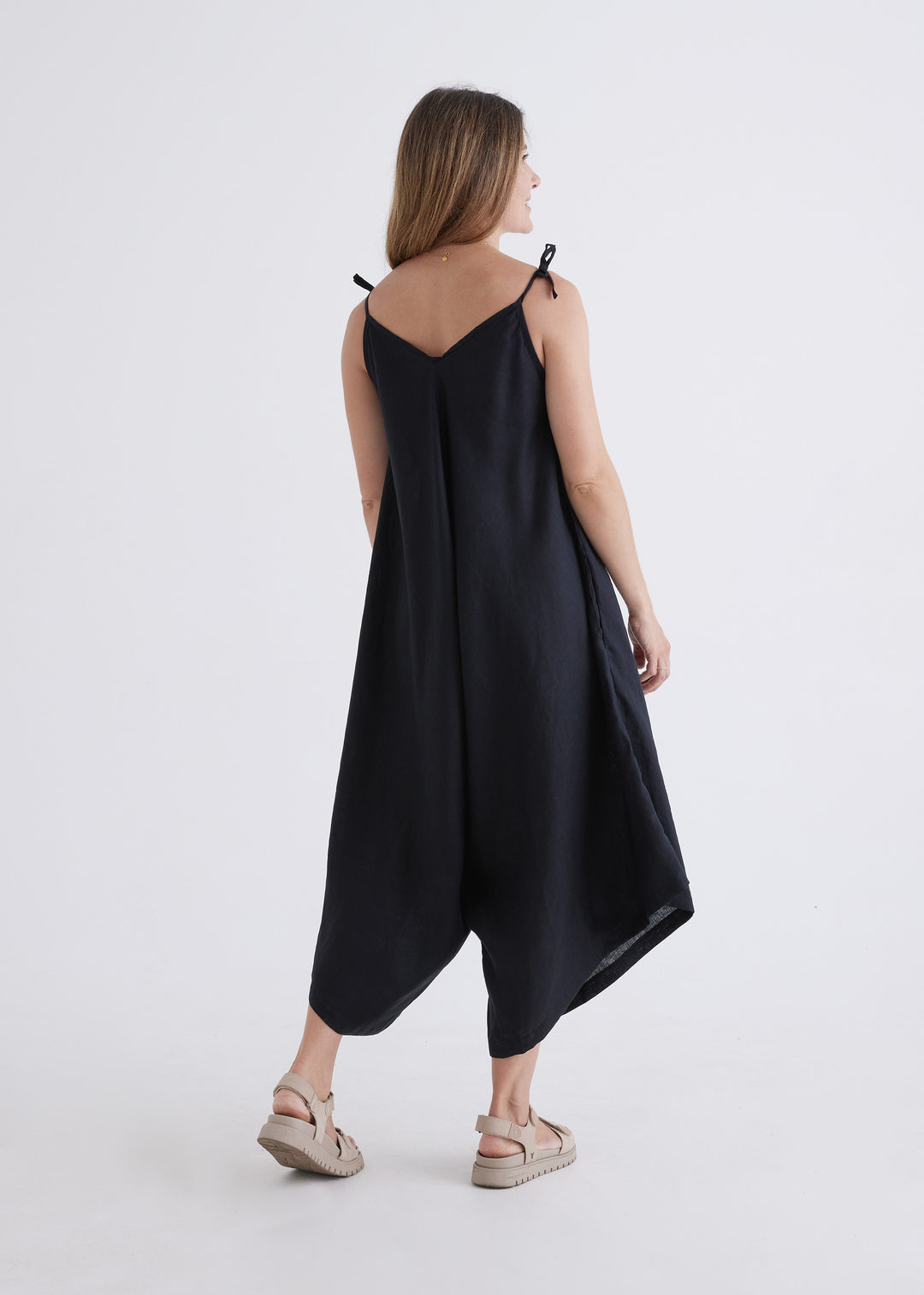 Willow Linen Jumpsuit in Black