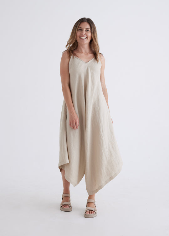 Willow Linen Jumpsuit in Oatmeal