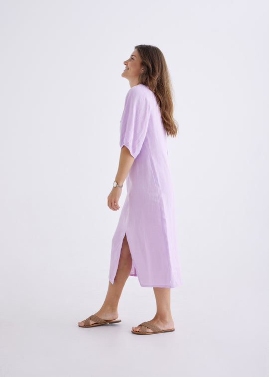 Elena Linen Dress in Lilac