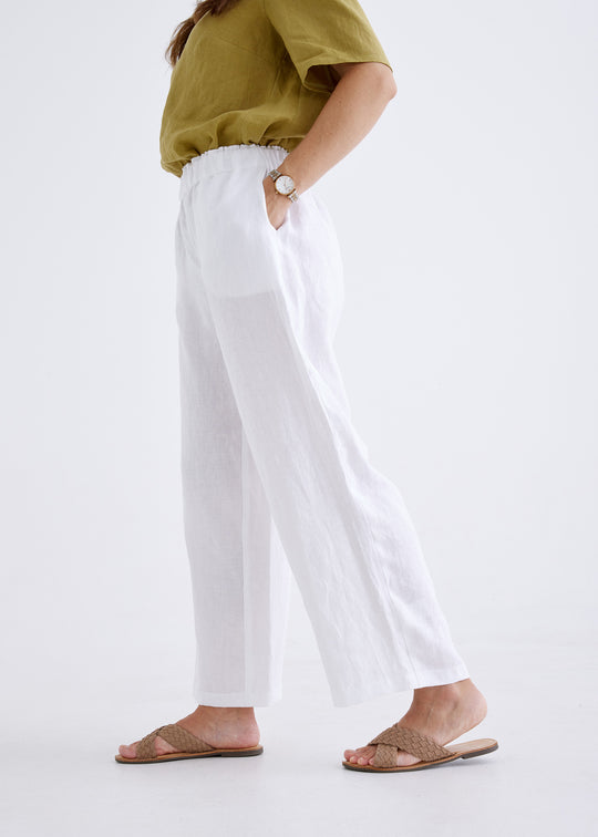 Lana Linen Pants in White