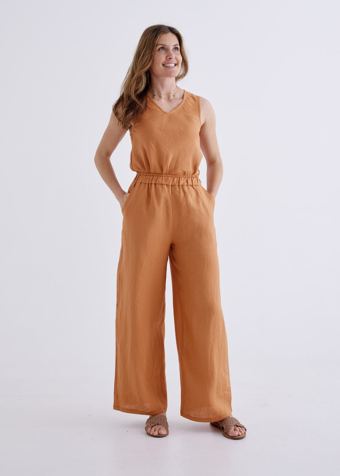 Lana Linen Pants in Ginger