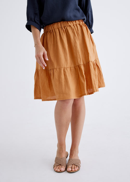 Lara Linen Skirt in Ginger