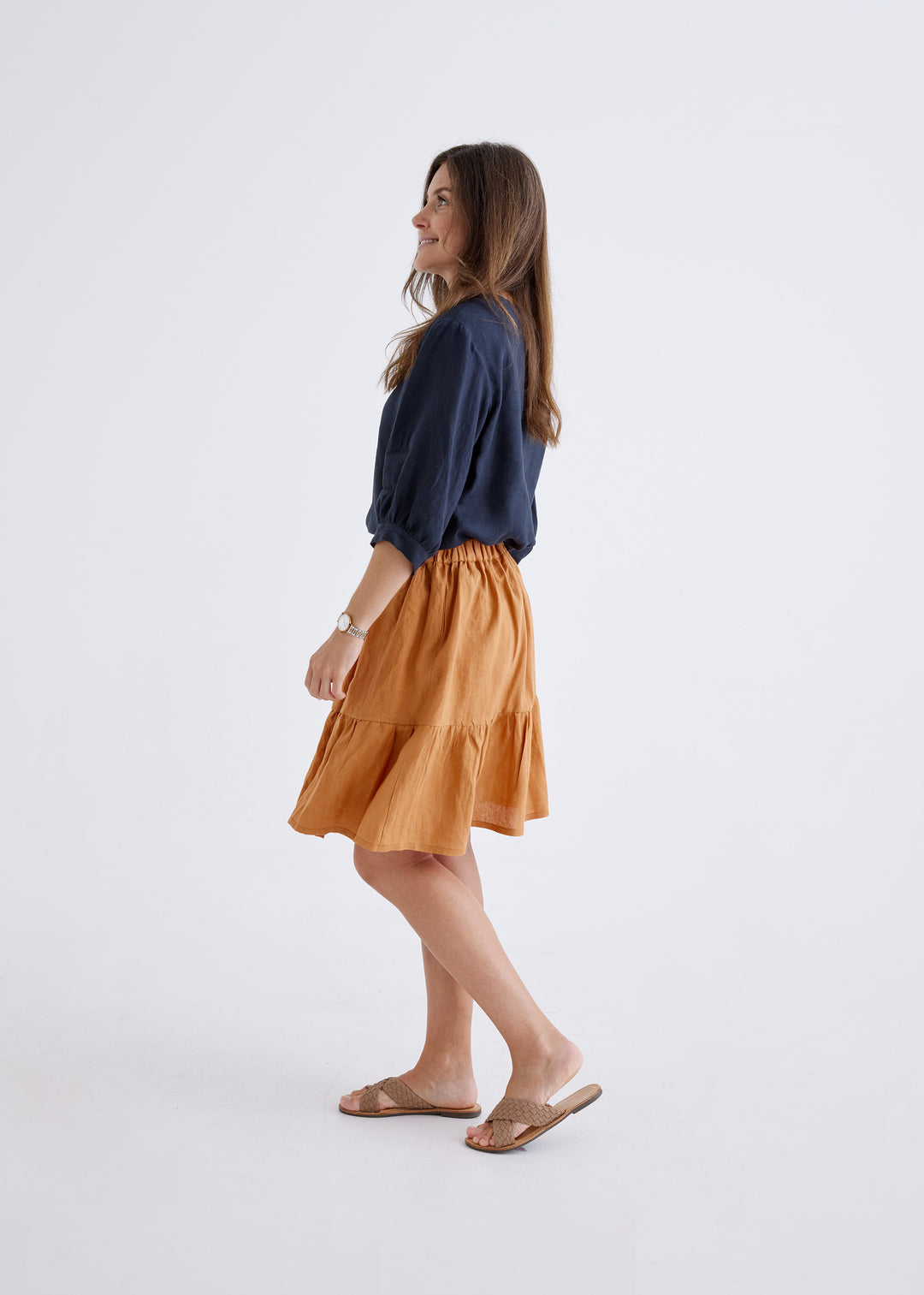 Lara Linen Skirt in Ginger