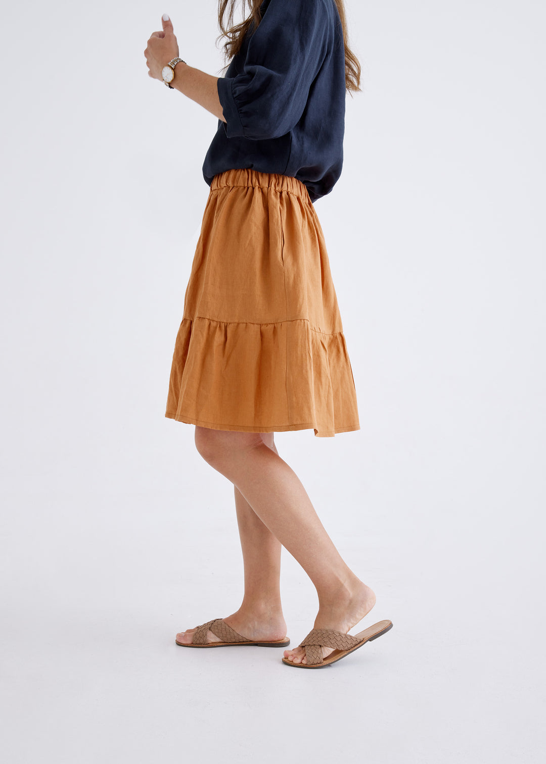 Lara Linen Skirt in Ginger