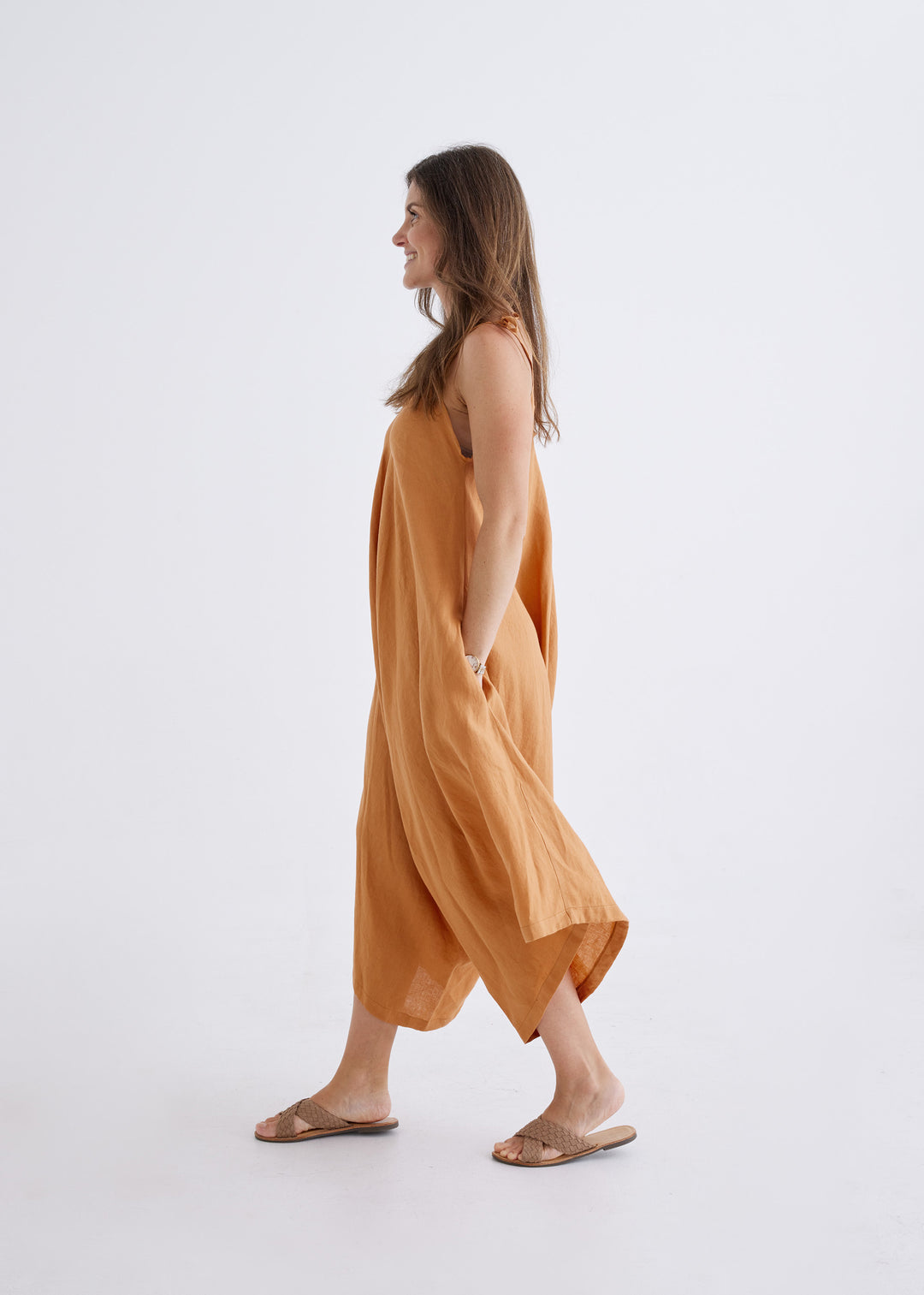 Willow Linen Jumpsuit in Ginger