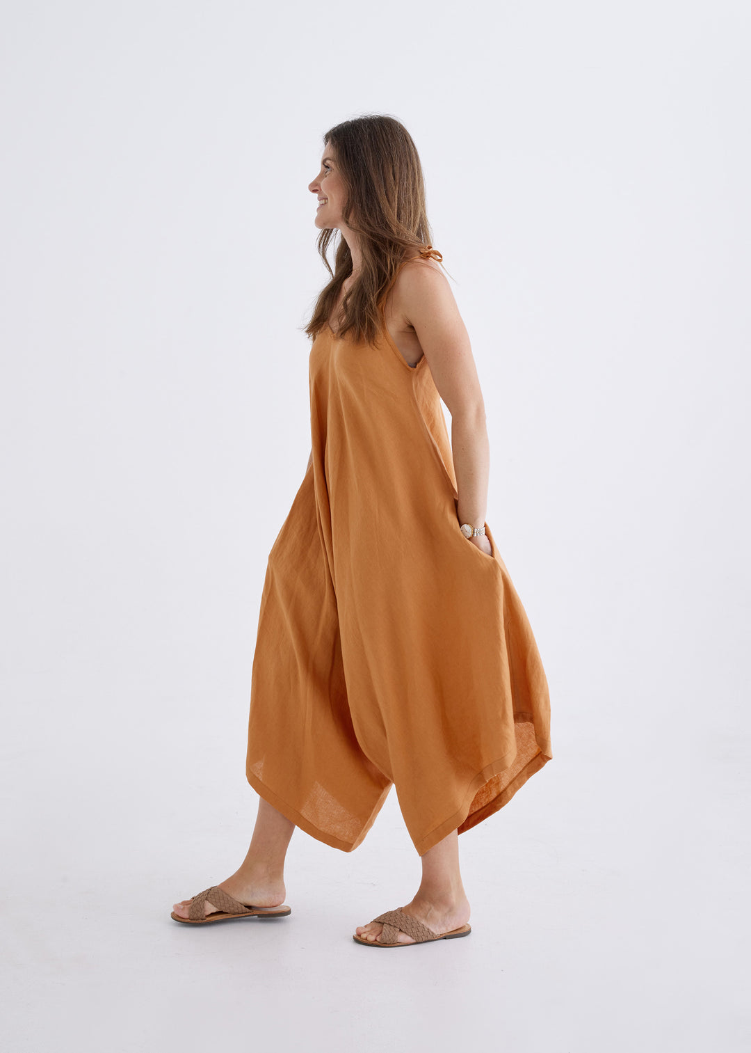 Willow Linen Jumpsuit in Ginger