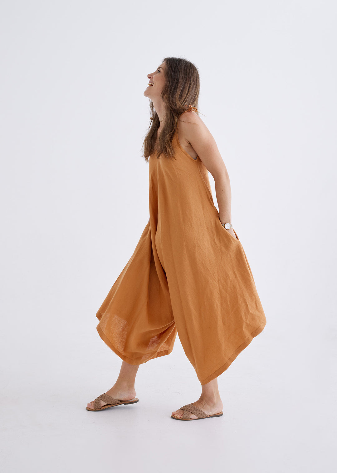 Willow Linen Jumpsuit in Ginger