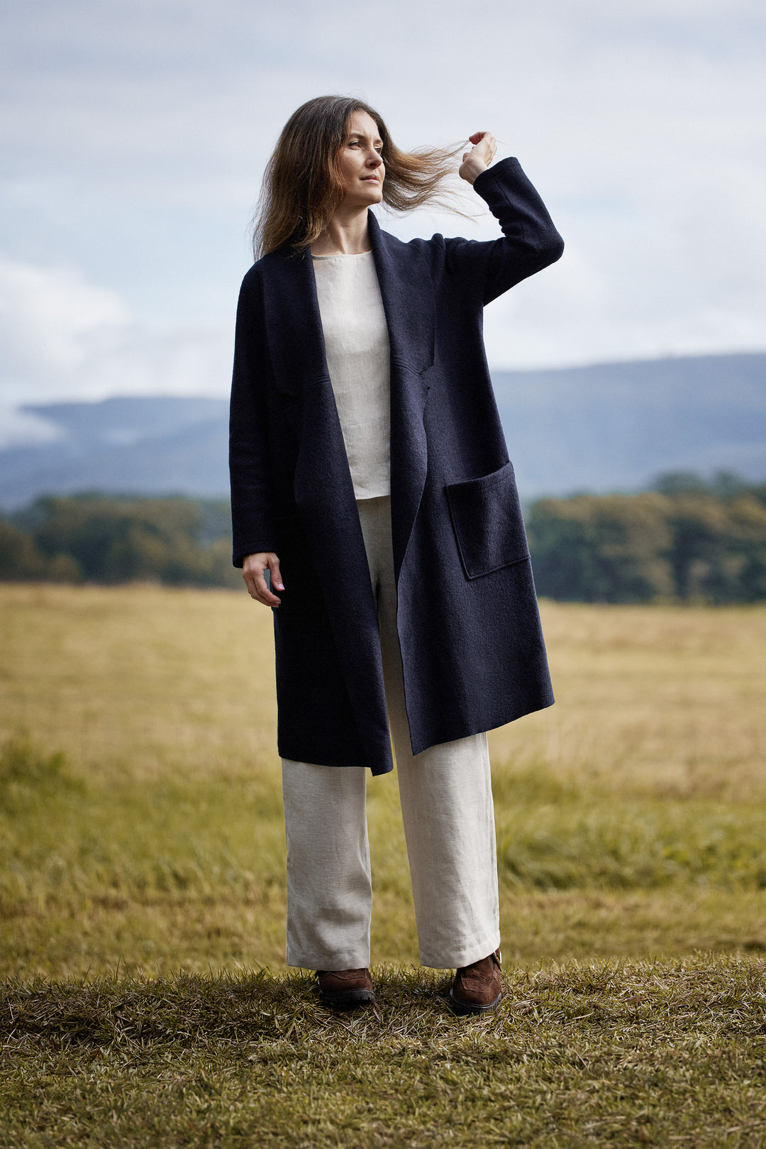 Nebel Wool Coat in Navy