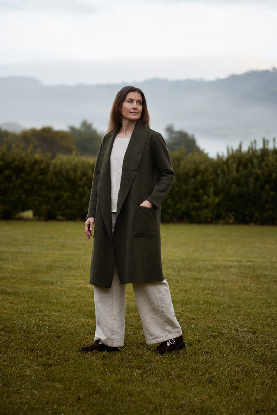 Nebel Wool Coat in Forest Green
