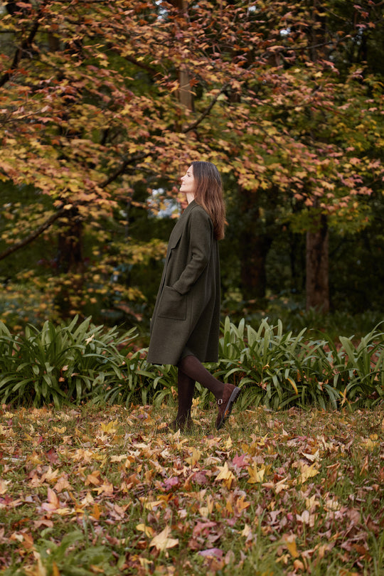 Nebel Wool Coat in Forest Green