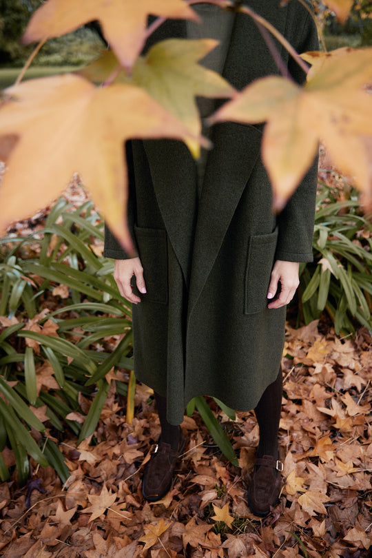 Nebel Wool Coat in Forest Green