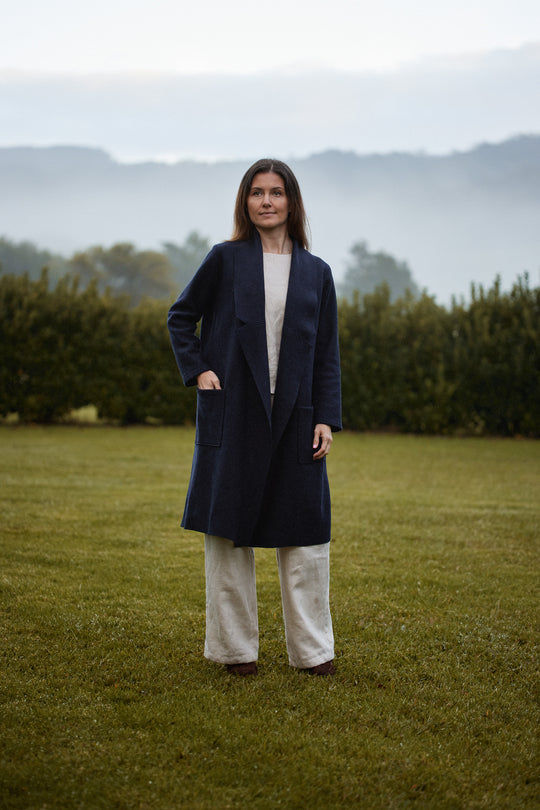 Nebel Wool Coat in Navy