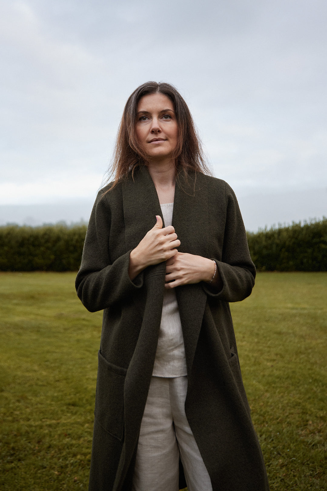 Nebel Wool Coat in Forest Green
