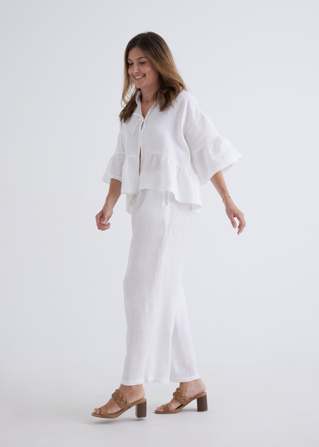 Zara Linen Pants in White