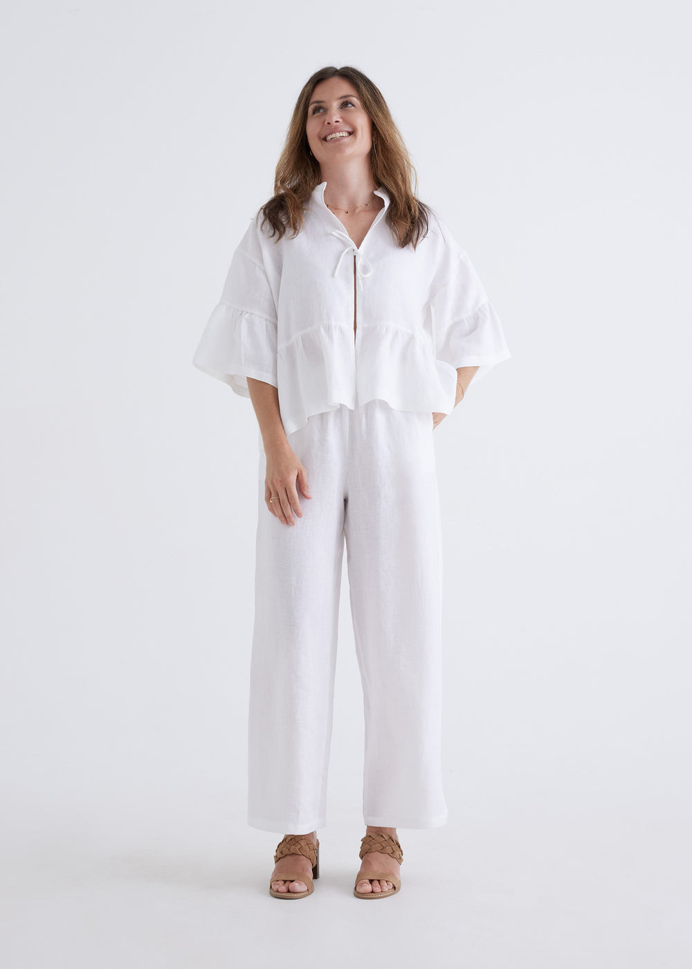Zara Linen Pants in White