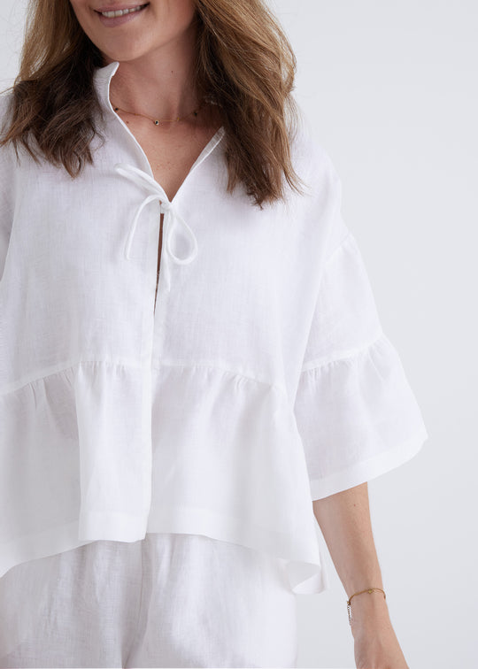 Marnie Linen Top in White