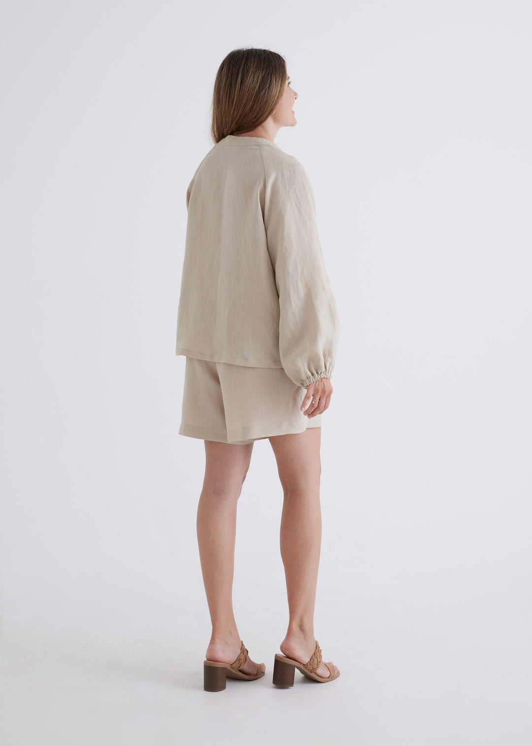 Tanya Linen Top in Oatmeal