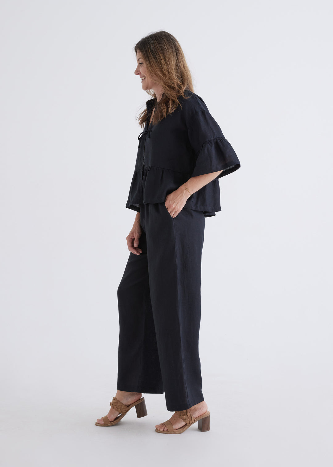 Marnie Linen Top in Black