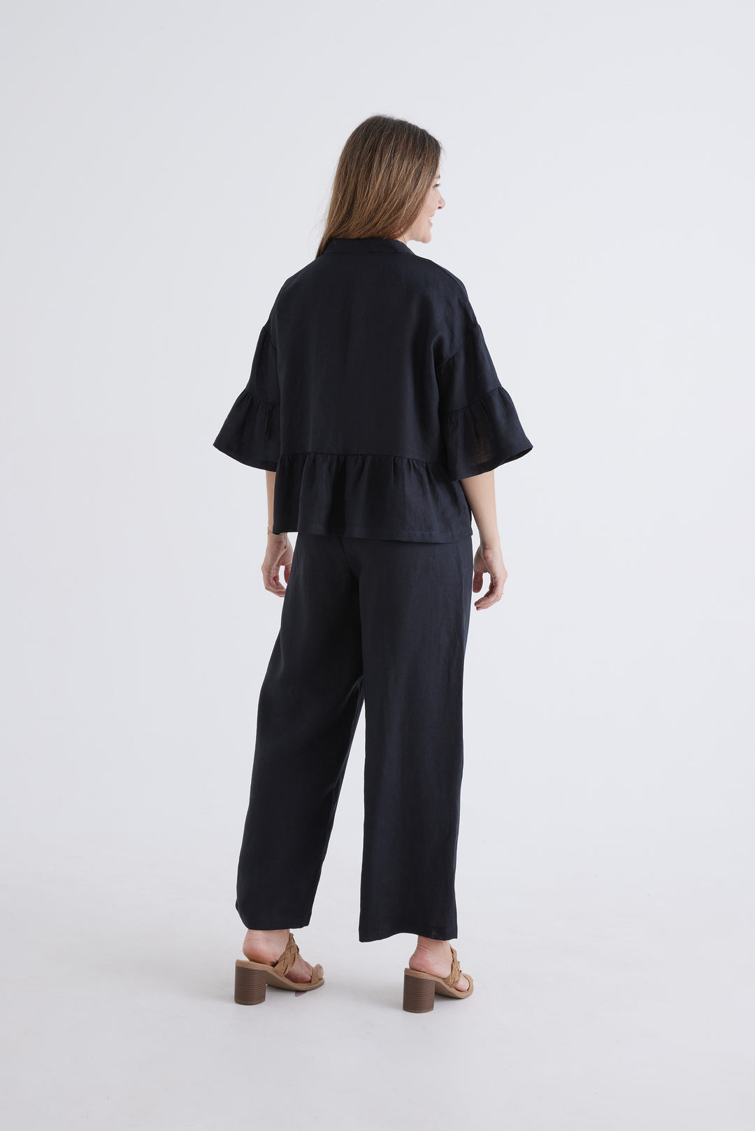 Zara Linen Pants in Black