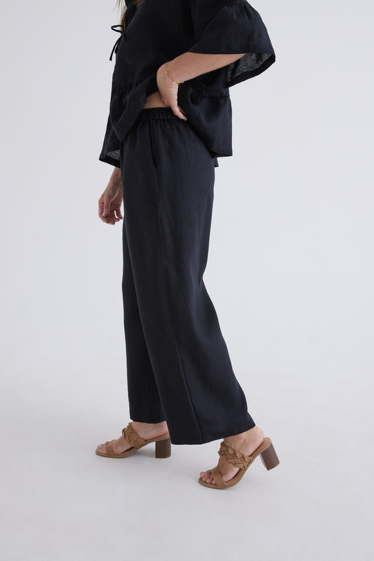 Zara Linen Pants in Black