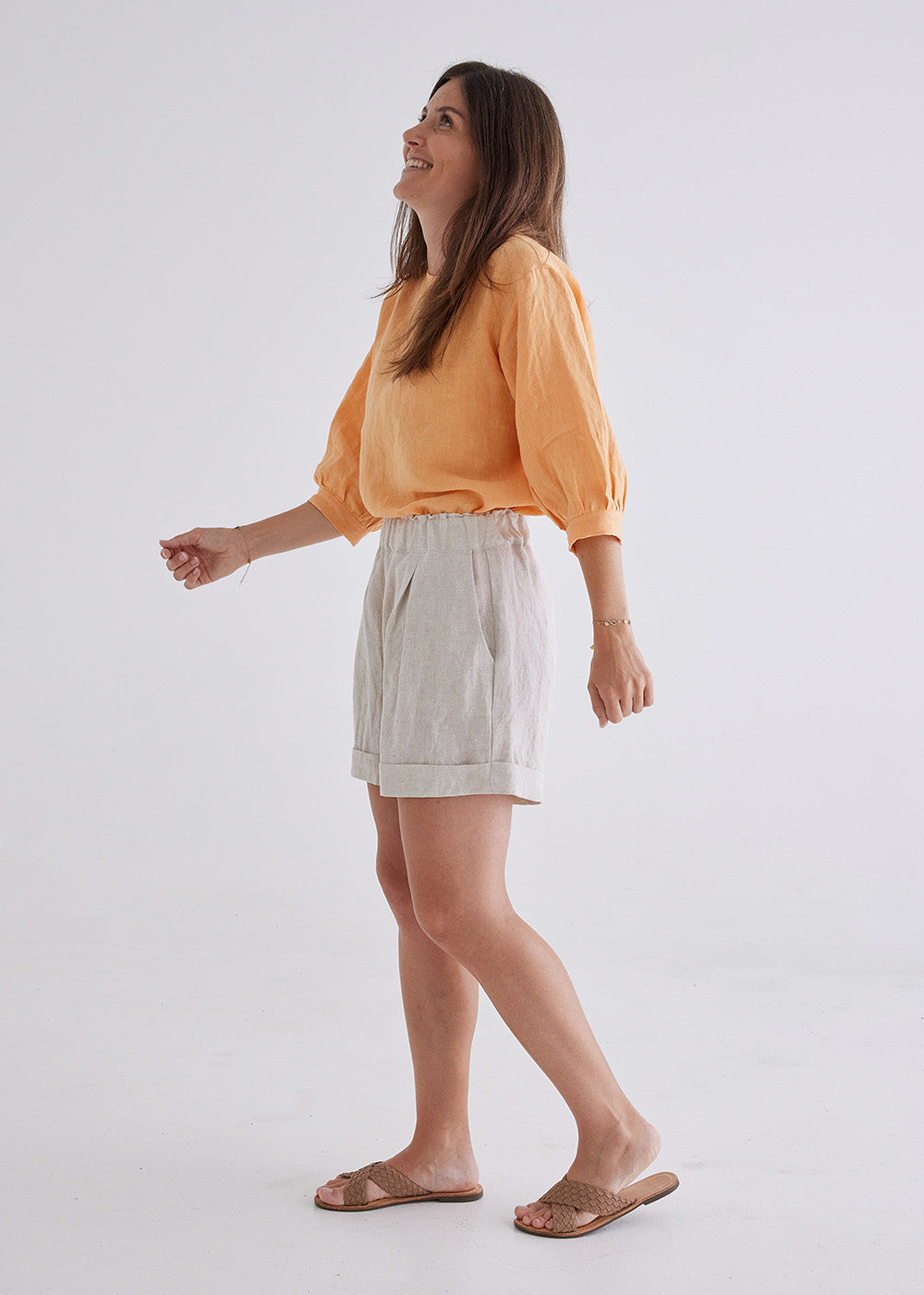 Boronia Linen Shorts in Natural