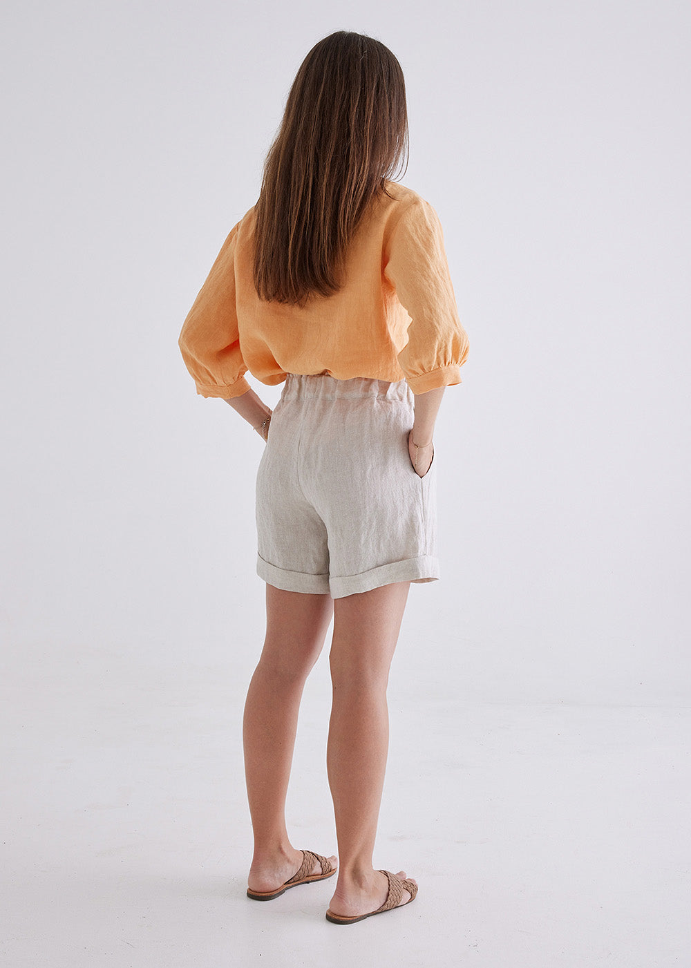 Boronia Linen Shorts in Natural