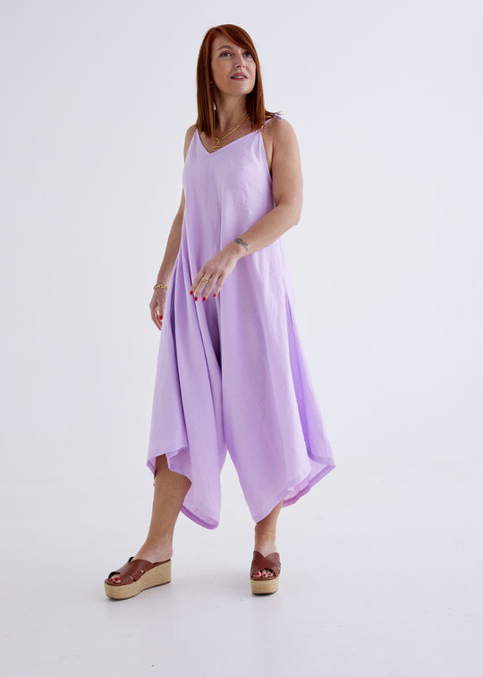 Willow Linen Jumpsuit in Lilac