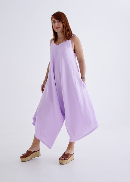 Willow Linen Jumpsuit in Lilac