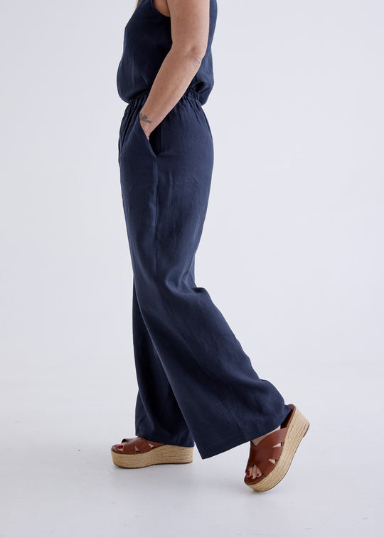 Lana Linen Pants in Navy