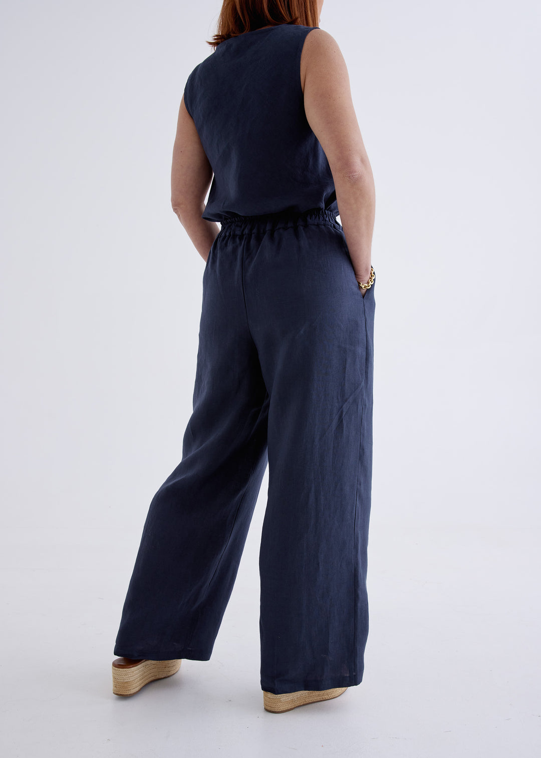 Lana Linen Pants in Navy