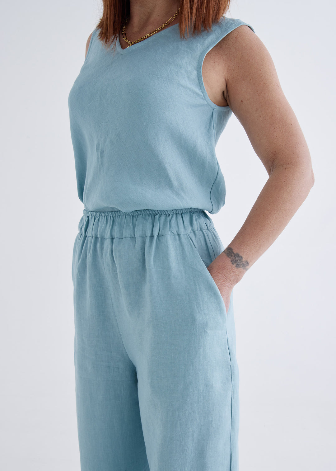 Lana Linen Pants in Spring Blue